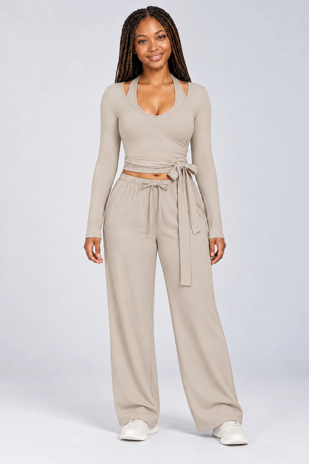 WEARHUB Polyester-Spandex Brushed Active Jacket — WHZ133 — Linen, color front view