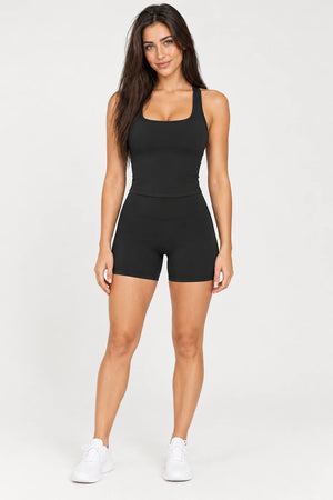 WEARHUB Nylon-Spandex Brushed Active Tank — WHZ143 — Classic Black, front view