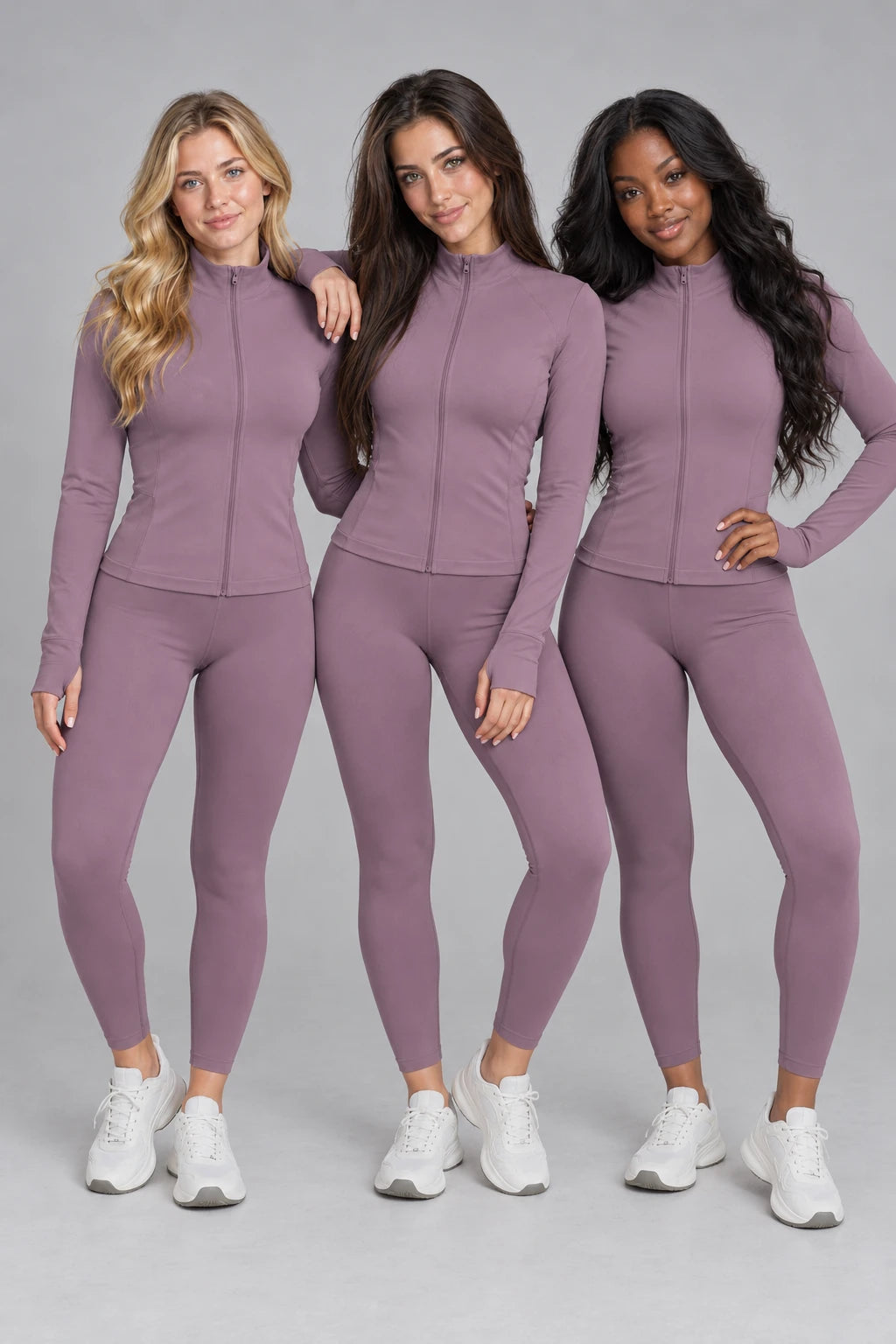 WEARHUB Nylon-Spandex Seamless Active Jacket — WHZ148 — product, multiracial view