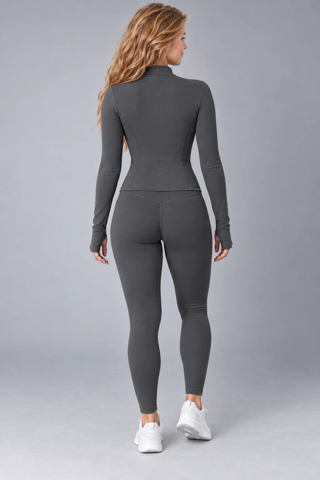 WEARHUB Nylon-Spandex Barely-There Long-Sleeve Active Top — WHZ150 — product, back view