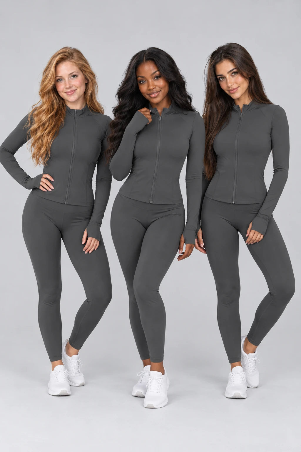 WEARHUB Nylon-Spandex Barely-There Long-Sleeve Active Top — WHZ150 — product, multiracial view